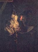 Rembrandt van rijn Selbstportrat mit toter Rohrdommel painting